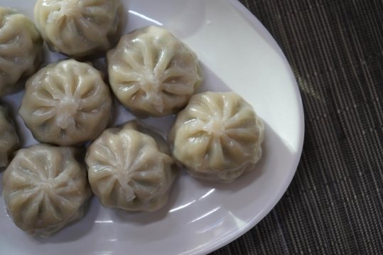 주름 잡힌 만두 가까이